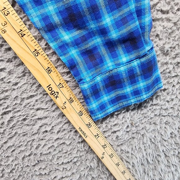 Duluth Shirt Mens Small Blue Plaid Button-Down Cotton Polyester Long Sleeve - Picture 6 of 9